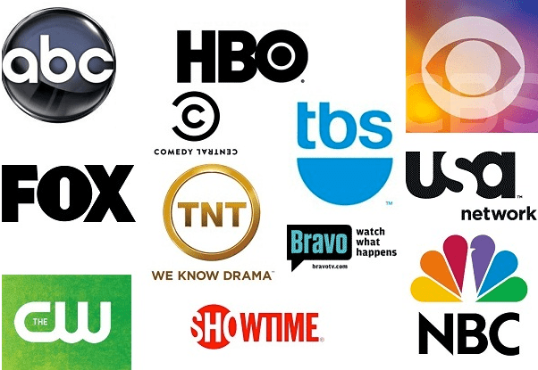 ABC, HBO, COMEDY CENTRAL, TNT, CW, NBC, USA, TBS, CBS, BRAVO, FOX, SHOWTIME